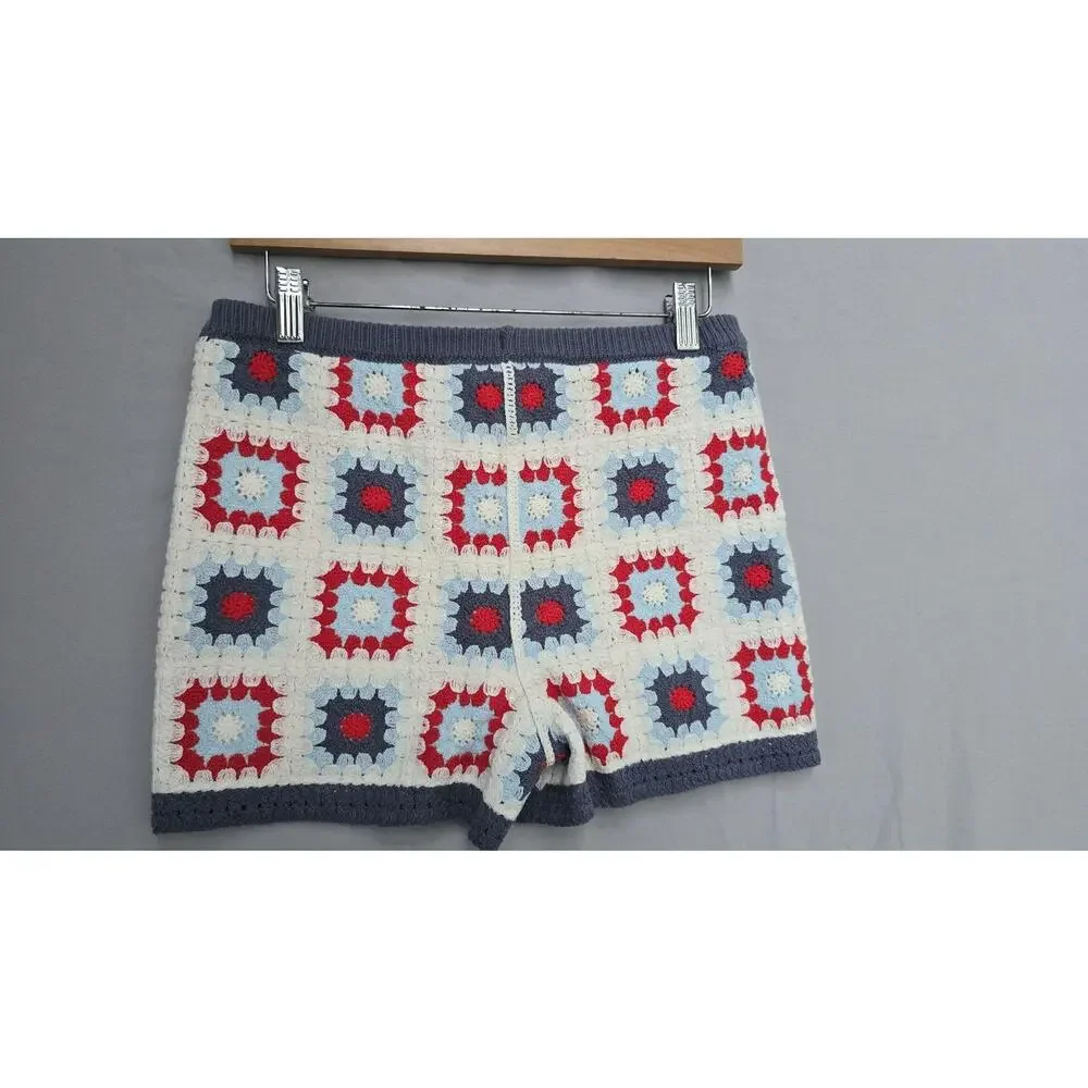 Art Class Sweat Shorts Kids 10-12 Multicolor Crochet Patchwork Elastic Waist